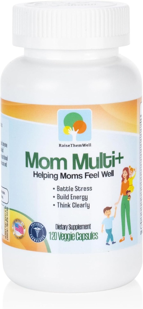 Hæv dem godt mor Multi + Daglig Multivitamin til kvinder med aktive folat, Adaptogens & Bacopa, Energi, Stress & Kognitiv Support, 120 Veggie kapsler