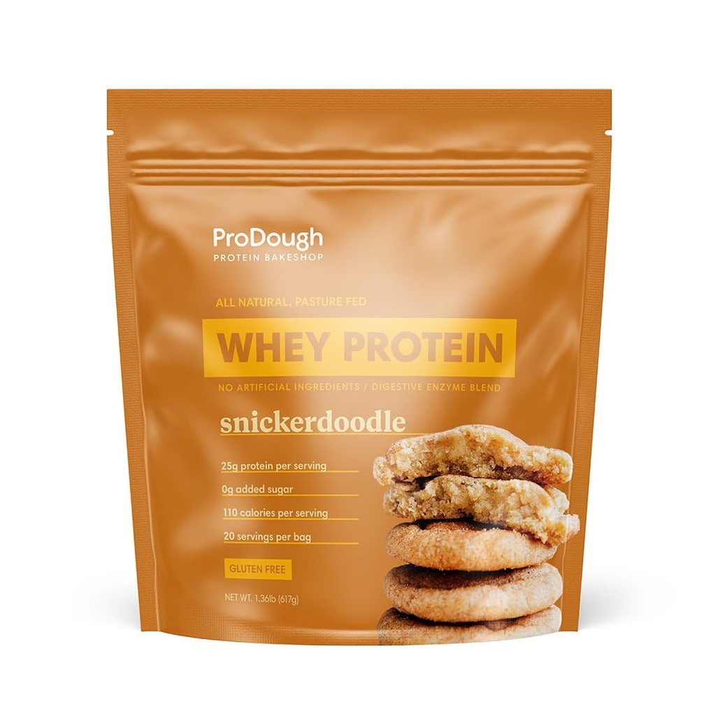 ProDough Gourmet Whey Isolate Hydrolised Protein Powder for Shake Mix- Easy Digest Enzyme Blend, 25g Protein per Serving, Natural Ingredients, Gluten Free, Keto Friendly (Snickerdoodle)