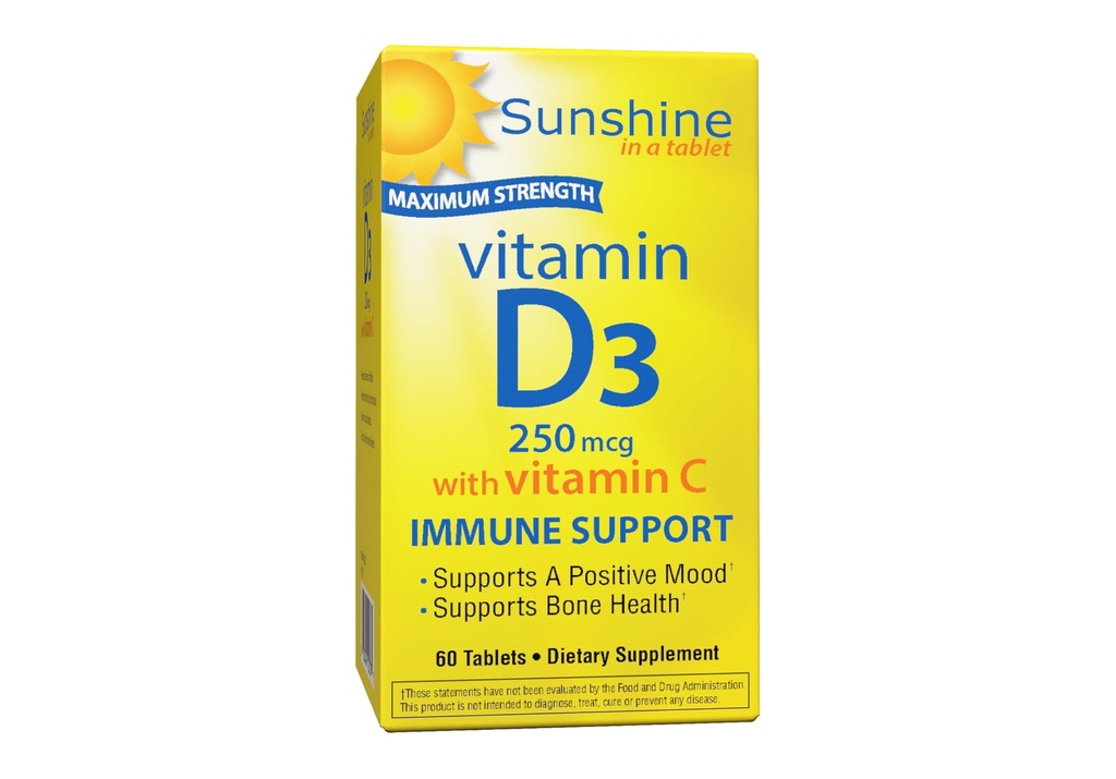 Sunshine D-vitamin 10.000 IE, sunde og stærke knogler, 30 Servere