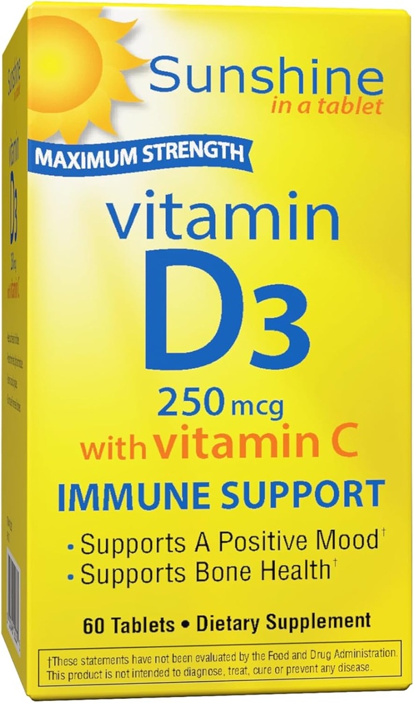 Sunshine D-vitamin 10.000 IE, sunde og stærke knogler, 30 Servere