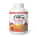 Naturlige faktorer, Kids Chewable C-vitamin 500 mg, understøtter immunforsvar, knogler, tænder og tandkød, Peach, Passionfruit og Mango, 90 Wafers