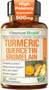Quercetin med bromelain Gurkemeje supplement - Allergi Relief, Fælles & immunstøtte - Økologisk gurkemeje tillæg med sort peber (Bioperine) - 60 Quercetin 500 mg kapsler