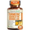 Quercetin med bromelain Gurkemeje supplement - Allergi Relief, Fælles & immunstøtte - Økologisk gurkemeje tillæg med sort peber (Bioperine) - 60 Quercetin 500 mg kapsler