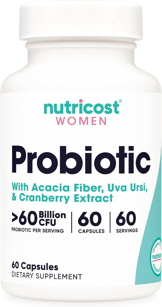 Nutricost Probiotic for Women 60 Billion CFU, 60 Kapsler, Kompleks med Acacia Fiber, Uva Ursi, & Cranberry Extract - Non- GMO & Gluten Free