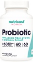 Nutricost Probiotic for Women 60 Billion CFU, 60 Kapsler, Kompleks med Acacia Fiber, Uva Ursi, & Cranberry Extract - Non- GMO & Gluten Free