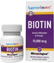 Superior Source Biotin 10.000 mcg - Dagligt tillæg understøtter hårsundhed & vækst - Natural Biotin supplement hjælpemidler Sunde negle & Hud - 60 Sublingual Opløsning tabletter