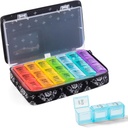 Ugentlig Pill Organizer 3 gange om dagen - Pill Box 7 Dag 3 gange om dagen med Cute Quilted Fabric Zipper Bag- Travel Pill sag 7 Dag 3 gange om dagen for Vitamin Medicine Organizer
