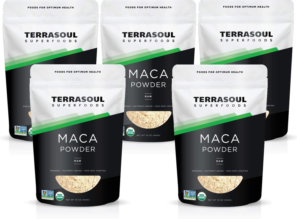 Terrasoul Superfoods Organic Raw Maca Powder, 5 Lbs - Premium Quality Budding 124; til støtte Øget Stamina & Energi