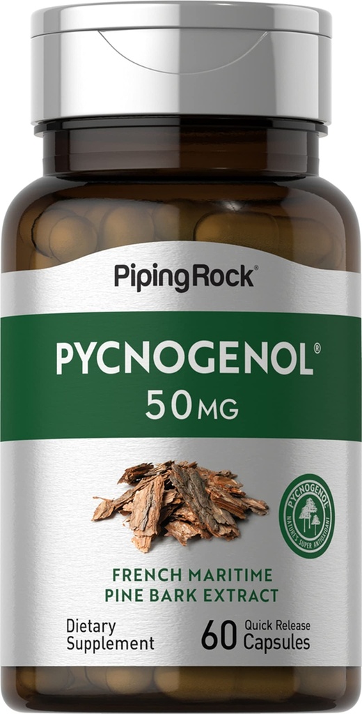 Piping Rock Pycnogenol Supplement: 124; 50 mg • 124; 60 kapsler • 124; French Maritime Pine Bark Extract: 124; Pinus Pinaster til mænd og kvinder • 124; Non- GMO, Gluten Free