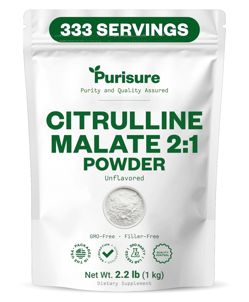 Fritid L Citrullin Malat 2: 1 Pulver, 1 kg, Supplement og Nitrat for styrke ydeevne og energi, Præ- workout L Arginin L Citrullin Supplement Pulver, 334 Servering