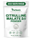 Fritid L Citrullin Malat 2: 1 Pulver, 1 kg, Supplement og Nitrat for styrke ydeevne og energi, Præ- workout L Arginin L Citrullin Supplement Pulver, 334 Servering