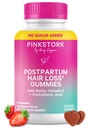 Pink Stork Postpartum Hårtab Gummebånd 124; biotin, pantothensyre, E-vitamin E, B6, B12 Beeg 124; postnatal hårvækst + regrobutter Support 124; Breastly-Friendly