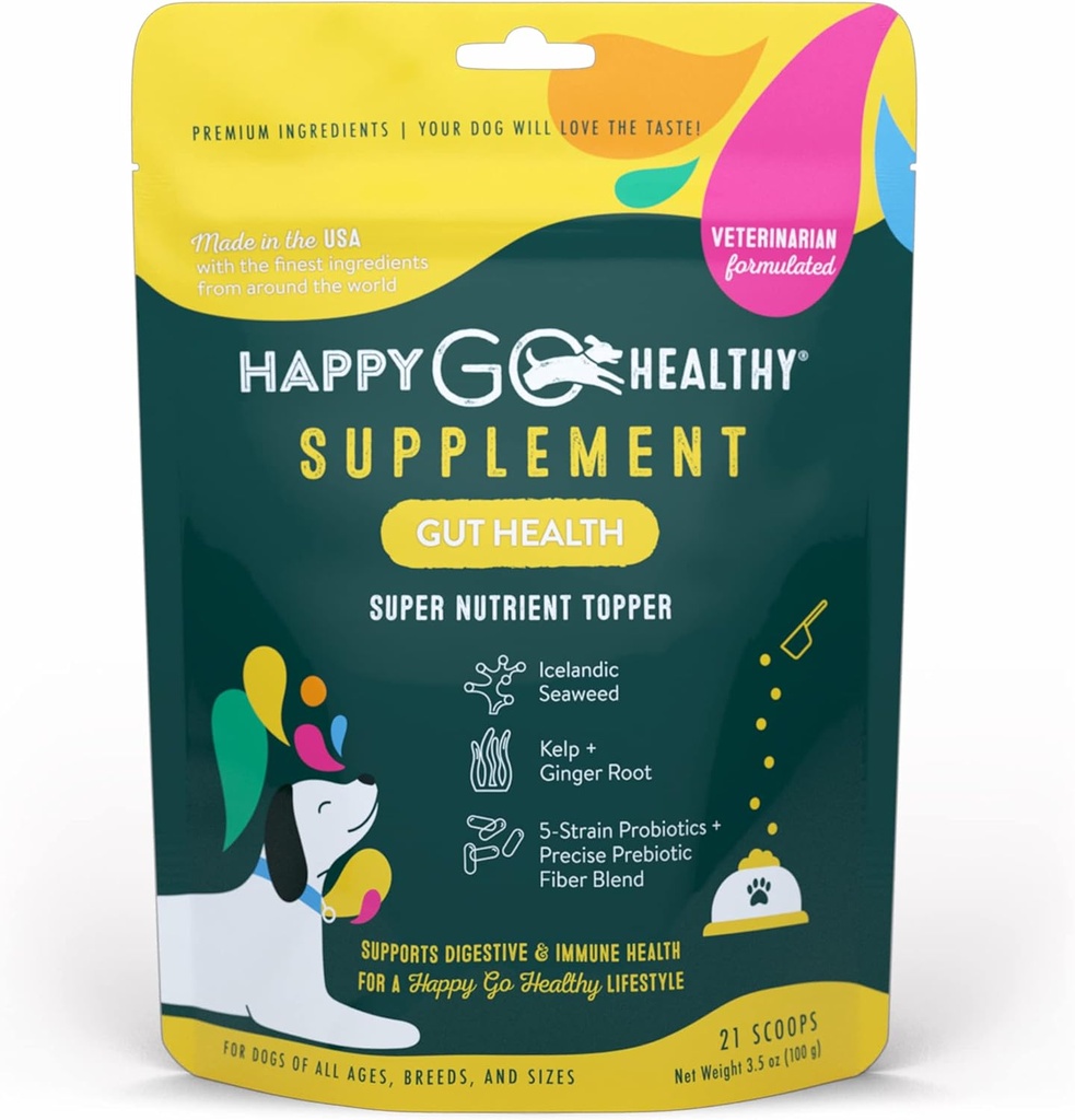 Hund Gut Health Probiotics Supplement 124; Forbedrer fordøjelsesmæssig sundhed og immunsystem støtte til hunde og hvalpe