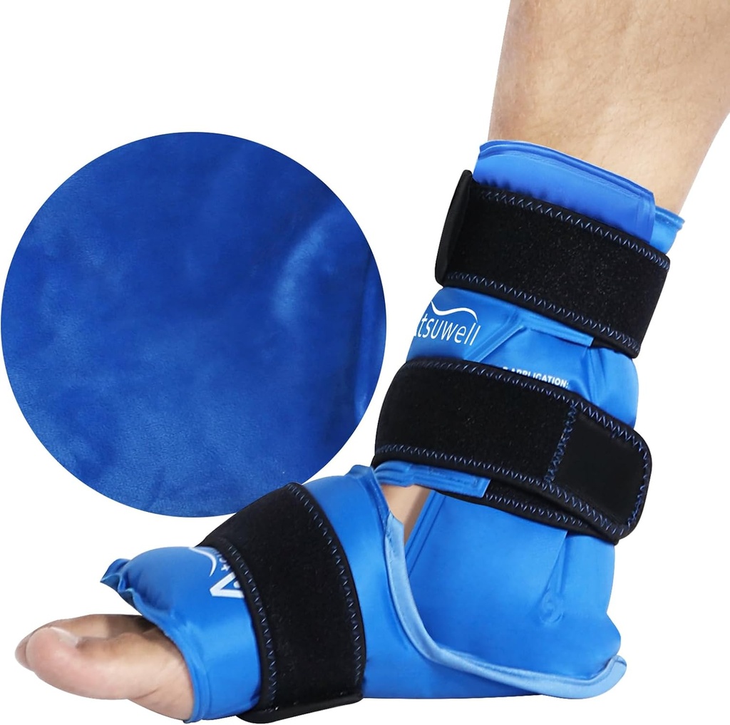 Atsuwell Ankle Ice Pack Wrap, Genanvendelig Ice Pack til Ankle, Stor Gel Cold Pack Foot til kold kompression, Fleksibel Heel Gel Pack til mænd Kvinder, Afslapning