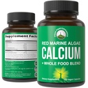 Plant baseret Calcium - Red Marine Algae Calcium supplement med vitamin C, D3, K, Magnesium, og hele fødevarer vegetabilsk Blend. Veganske kapsler til knogler og joints. 120 piller, tabletter