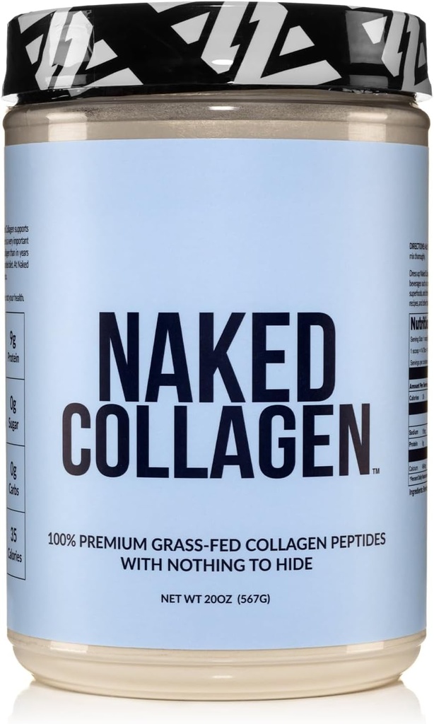 Nøgen Collagen Peptider Protein Powder, 60 Servering, Pastor- Raised, Unflavored Grass- Fed Hydrolyzed Collagen Supplement, Paleo Friendly, Non- GMO, Keto, Gluten Free, 20oz