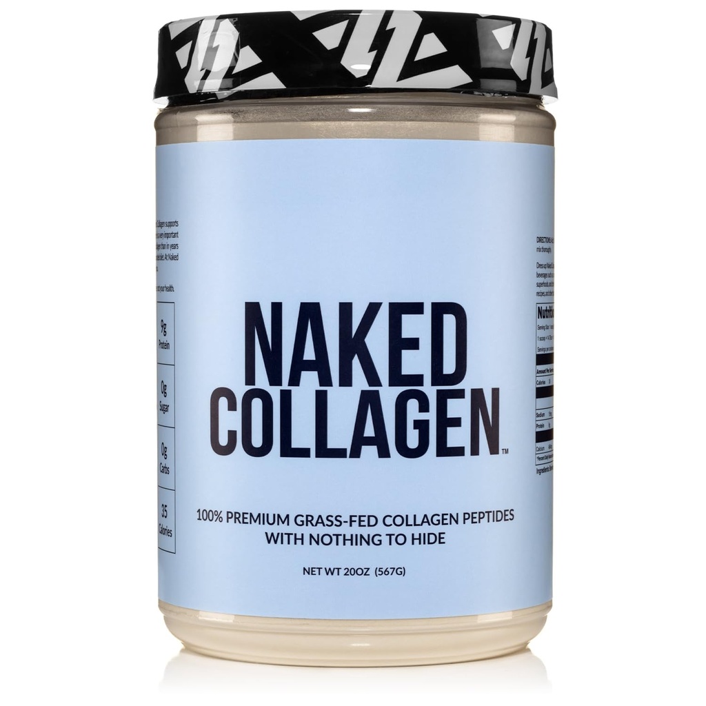 Nøgen Collagen Peptider Protein Powder, 60 Servering, Pastor- Raised, Unflavored Grass- Fed Hydrolyzed Collagen Supplement, Paleo Friendly, Non- GMO, Keto, Gluten Free, 20oz