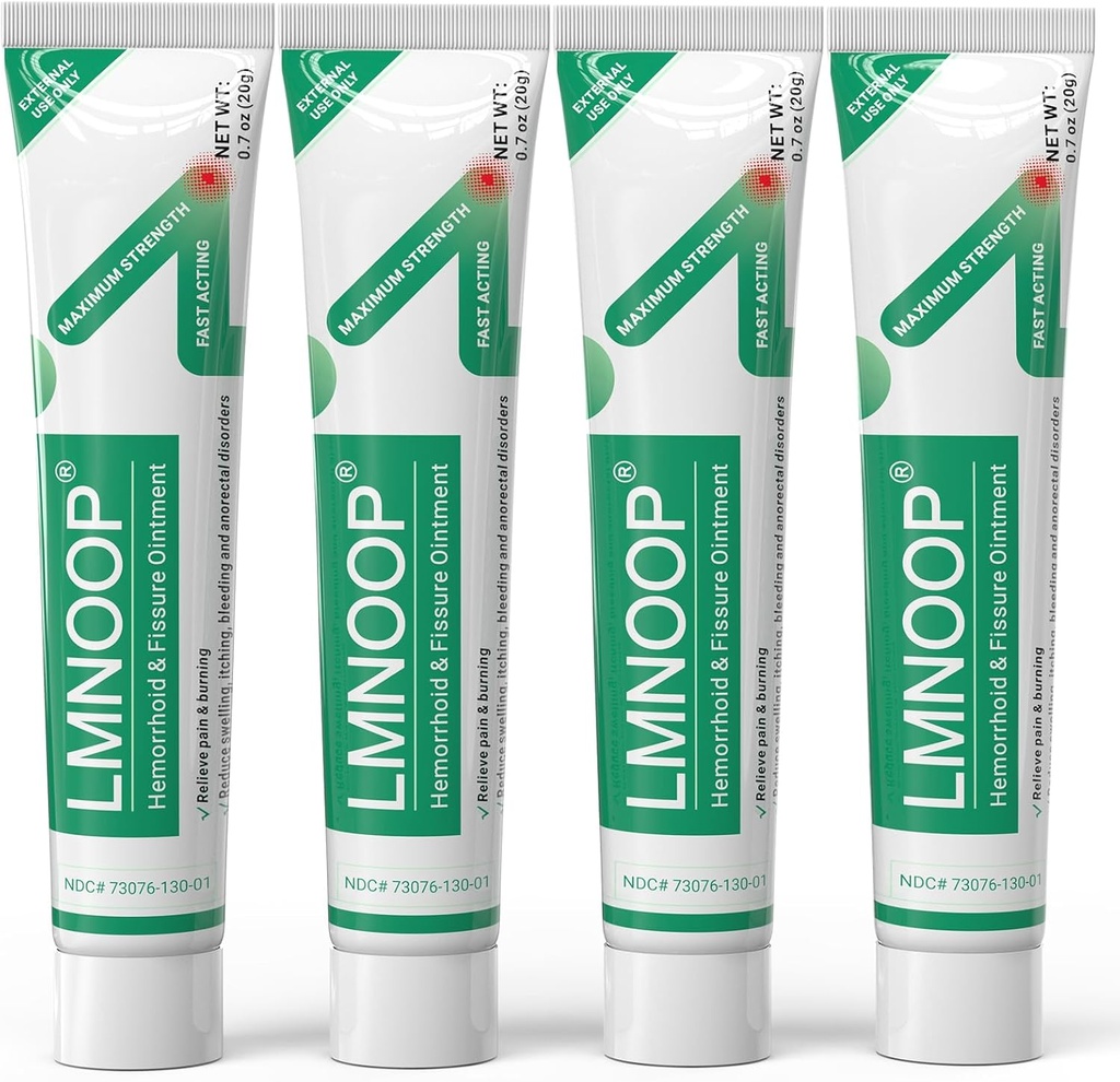 Hæmoroid behandling salve, maksimal styrke behandling & hurtig lindring for smerte, kløende, brænding, hævelse, fissur, blødning, ubehag, langvarig intern & ekstern hæmoridcreme (4 - Pack)