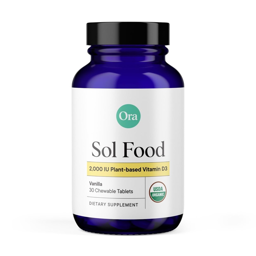 Ora Organic Vitamin D3 2000IE - Vegansk D-vitamin Chewables fra Lichen for ben sundhed, immunforsvar, & Mood; 124; Maksimal Absorption - 1 måned Tilgang, 30 Vegansk Chewable Vanilla tabletter