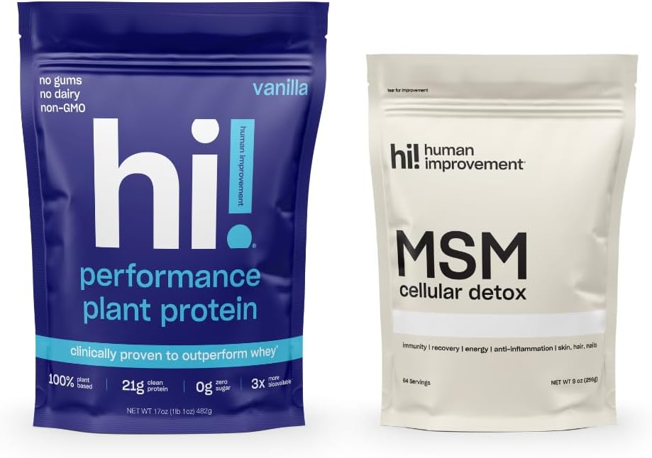 Menneskelig forbedring Vanilla Performance Protein og MSM Cellular Detox Bundle