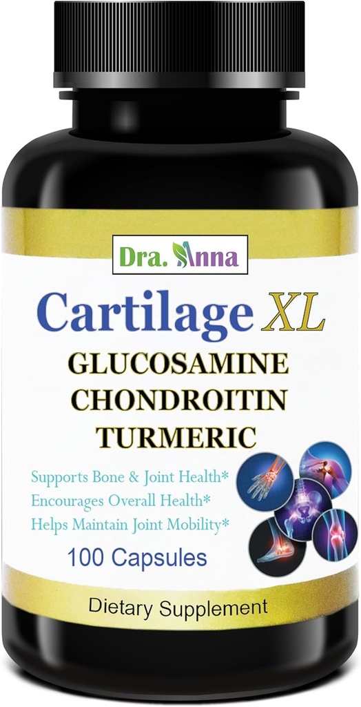 Brusk XL Plus Glucosamin, Chondroitin & Gurkemeje. Fælles supporttillæg. Antioxidant egenskaber. 100 Kapsler