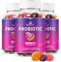 BeLive Probiotiske Gummies - Probiotika med 5 Millioner CFU 'er til fordøjelsessygdomme, Mænd, Kvinder & Børn Probiotiske Kosttilskud til immunforsvar, Sukker Gratis & Vegan - Blåbær, Jordbær & Orange