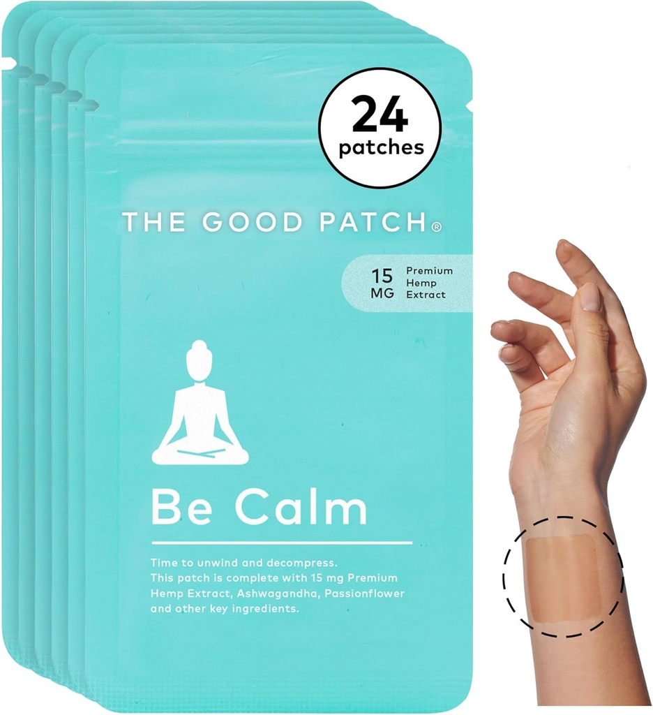 Den gode Patch være rolig Patch med Hamp, Unwind + Decompress, Natural Patch med Hamp Extract, Ashwagandha Root, Passionflower, Plant drevet Wearable Wellness, Vedvarende udgivelse (24 Total Patches)