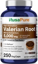 NusaPure Valerian Root 20:1 Extract, 250 mg Equivalent to 5000mg Per Veggie Caps, 250 Count, Vegan, Non-GMO, Bioperine