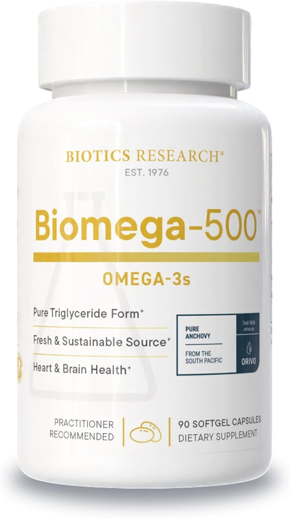 Biotics Research Biomega 500 Omega 3 Fish Oil Supplement, Highly Concentrated Fish Oil with EPA/DHA, Omega 3 Fatty acids, Supports Immune and Cardiovascular 90 Softgel Capsules
