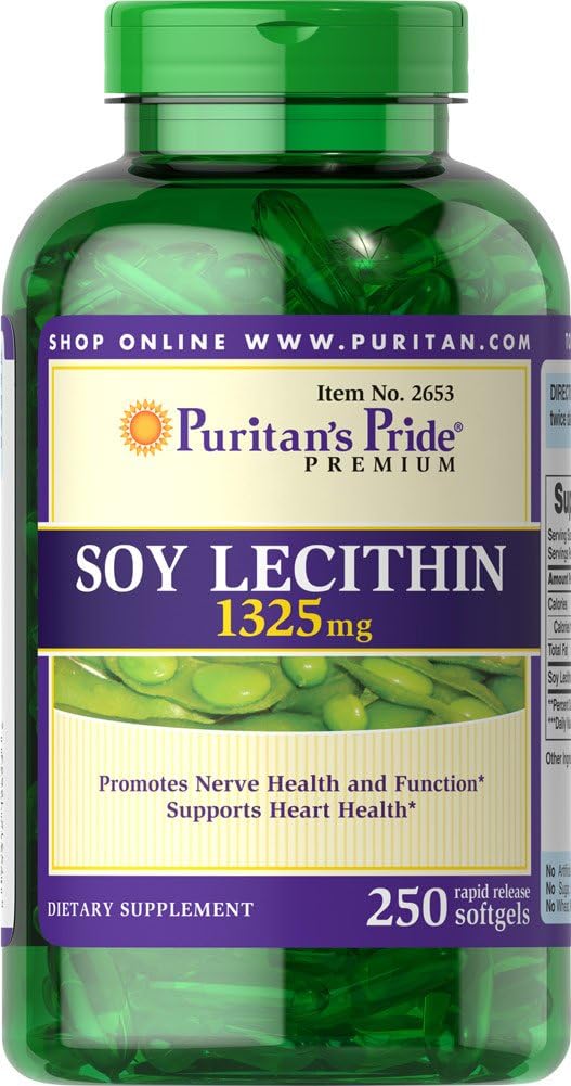 Puritan 's Pride Soy Lecithin 1325 mg, Heart Support, 250 Count, Naturulse Ad 410