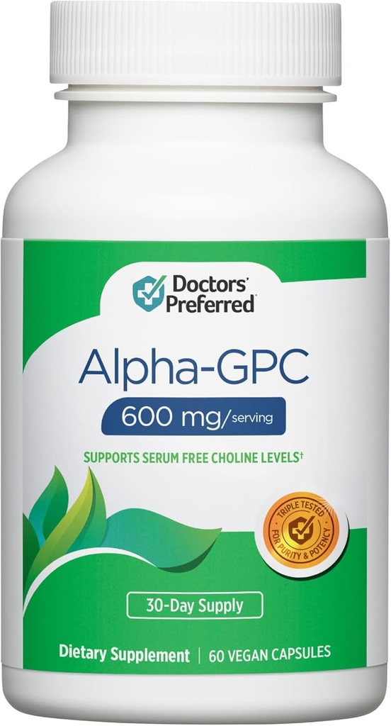 DOCTORS 'Preferred Alpha GPC supplement - Premium Formel. 600 MG / Servering, 60 Vegan kapsler, 30- dages forsyning