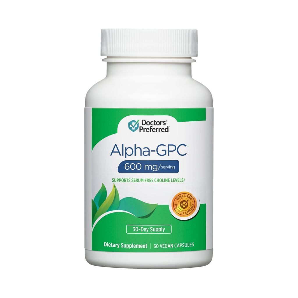 DOCTORS 'TILBEREDT Alpha GPC supplement - Premium formel. 600 MG / Servering, 60 Veganske kapsler, 30- dages forsyning