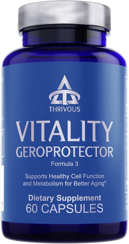 Thrivous Vitality Geroprotector - Metabolic & Cellular Support Supplement med Berberine, Nicotinamid Riboside, Mirtoselect Blåbær, Resveratrol & CoQ10 - 60 Veganske kapsler