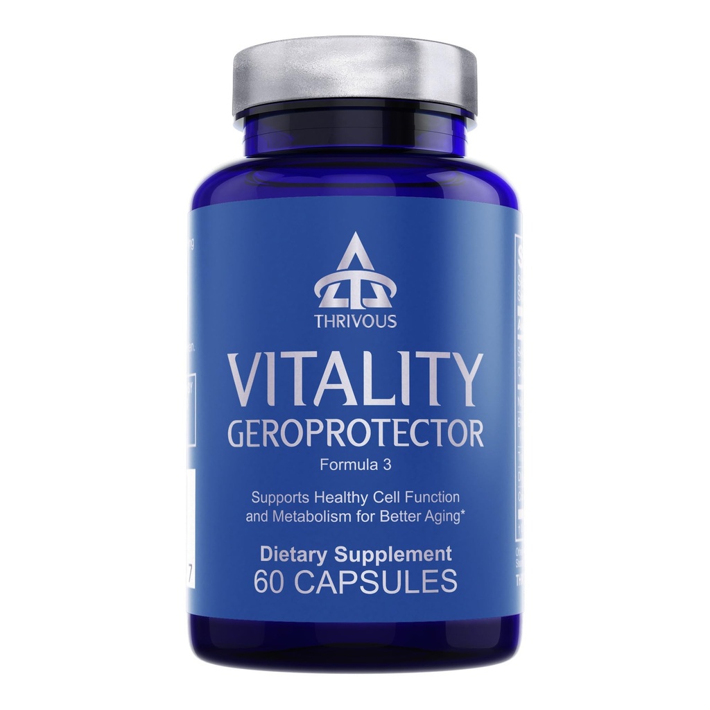 Thrivous Vitality Geroprotector - Metabolic & Cellular Support Supplement med Berberine, Nicotinamid Riboside, Mirtoselect Blåbær, Resveratrol & CoQ10 - 60 Veganske kapsler