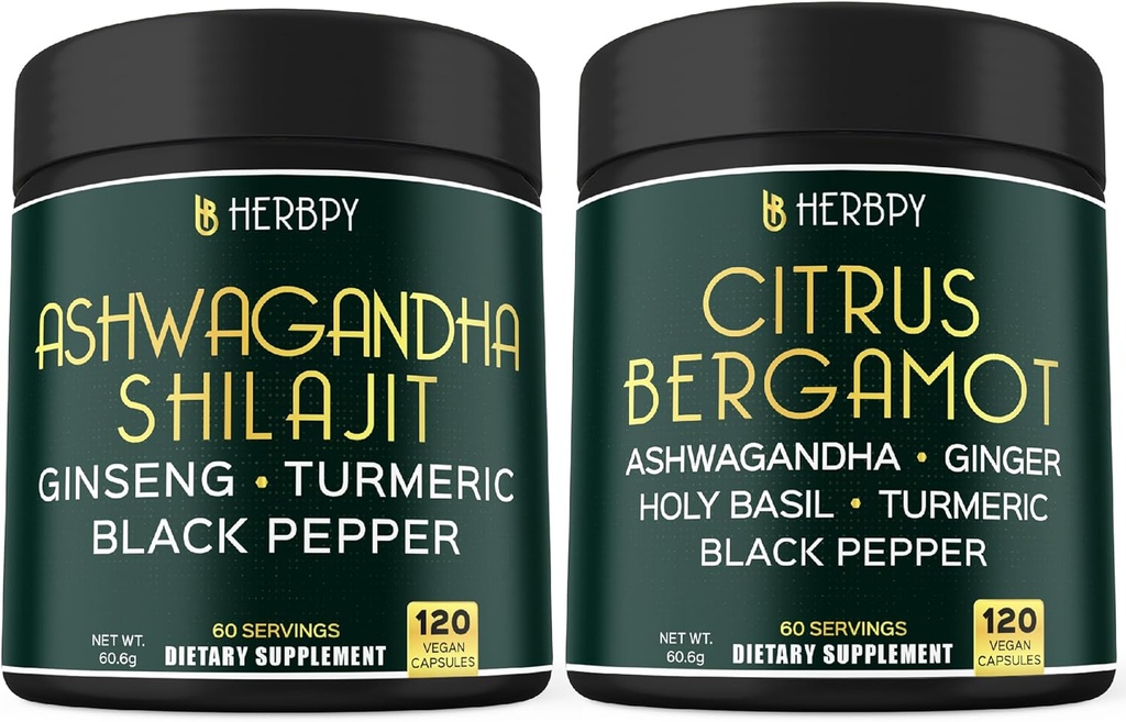 Bundle 5in1 Ashwagandha Shilajit & 6in1 Citrus Bergamot Kosttilskud