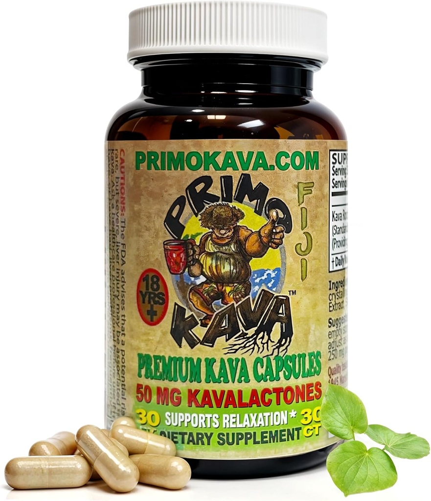 Kava Capsules | Authentic Kava Kava from Fiji | Fast Acting Kava Extract | 50mg of Kavalactones | Adaptogenic Experience | 30 Count