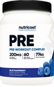 Nutricost Pre- Workout Complex pulver (60 Servere, Blå Hindbær) - Pre- Workout supplement med Beta- Alanine, Taurine & Aminosyrer