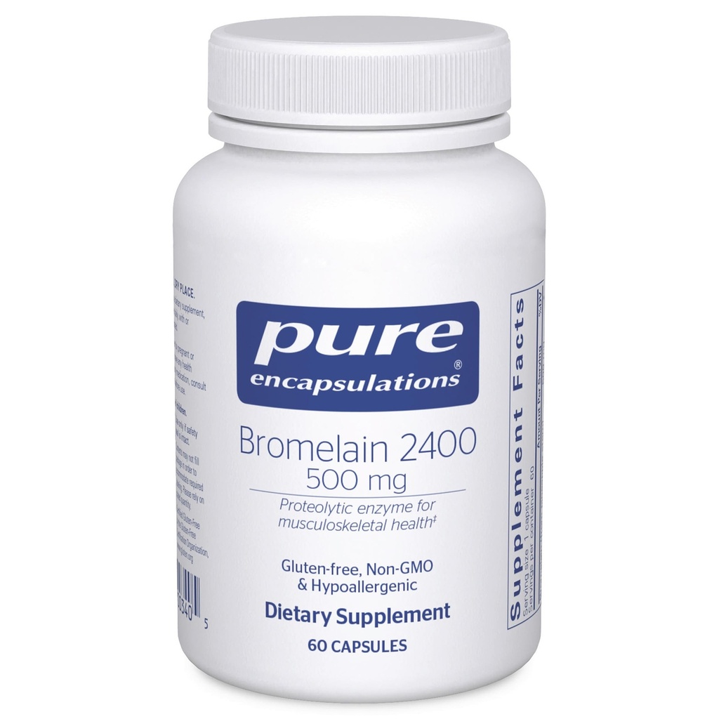 Pure Encapsulations Bromelain 2400 500 mg - til fordøjelsesstøtte og muskuloskeletal sundhed - understøtter Joints & Muscle Recovery * - Proteolytiske enzymer - Vegan - 60 kapsler