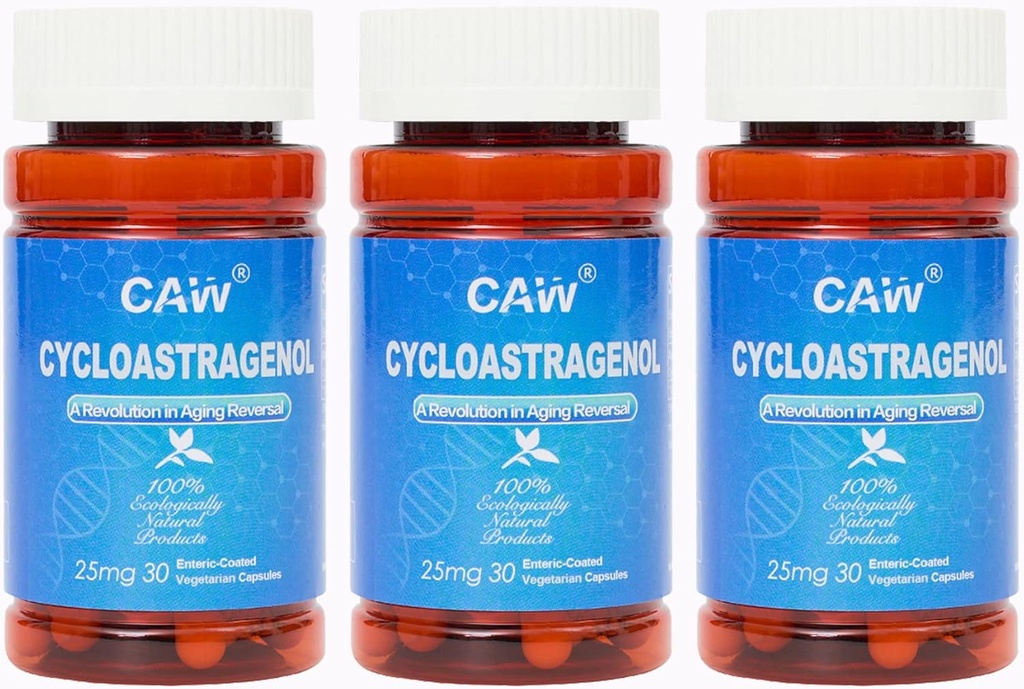CAW Telomere Support Supplement: 124; Hypersorption Cycloastagenol: 124; 25Mg 30Enter- Coated Kapsler: 3 flasker