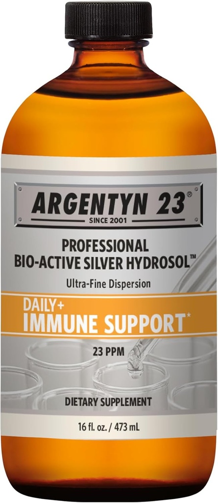 Argentyn 23 Professionel immunstøtte - Kolloid Sølv, Bio- Active Silver Hydrosol, 23 ppm, Flydende Twist Top, 16 Fl Oz (473 mL)