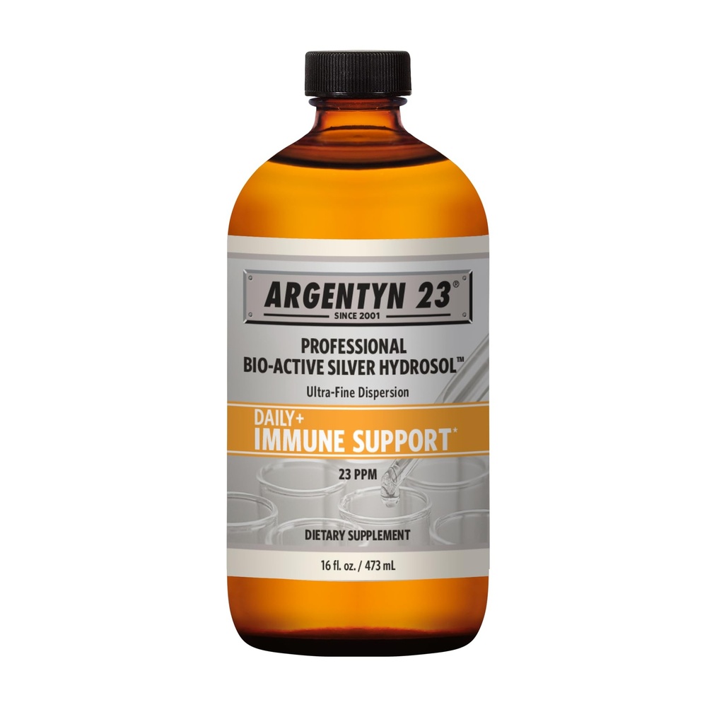Argentyn 23 Professionel immunstøtte - Kolloid Sølv, Bio- Active Silver Hydrosol, 23 ppm, Flydende Twist Top, 16 Fl Oz (473 mL)