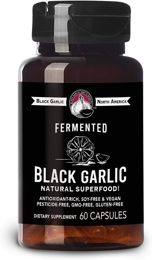 Sorte hvidløg kapsler - naturlige SUPERFOOD 60 kapsler / 30 Servering (1000 mg / Servering)