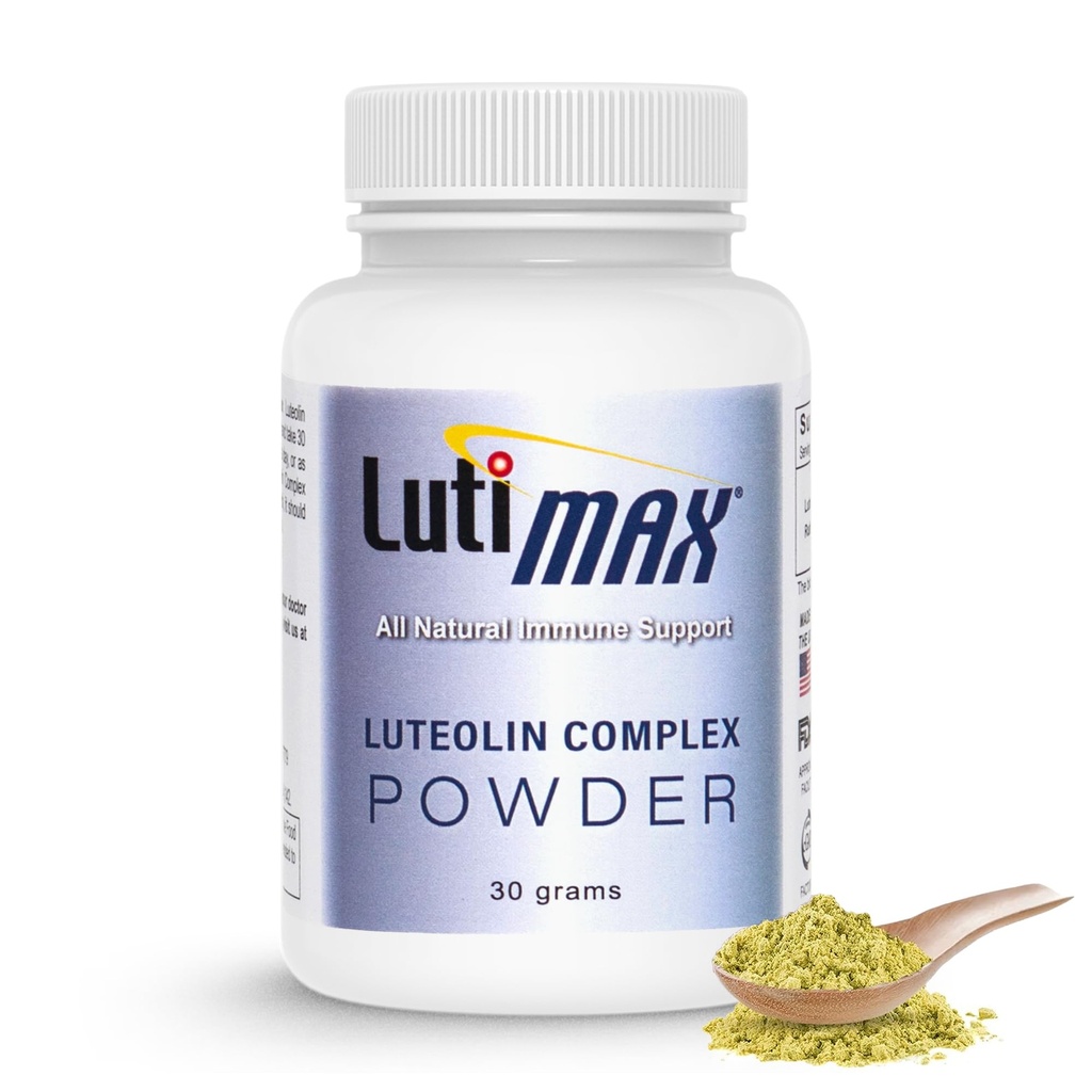 Lutimax Luteolin Complex Powder Brain Supplement med Rutin - Nootrop Brain Kosttilskud til hukommelse og fokus på at forbedre hjernens sundhed - Antioxidant supplement til immunforsvar - 100 Servere Solo