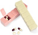 Pill Organizer- Pill bokse til rejser, 7 Dag med Braille Pill sag Vitaminer Fish Oil Kosttilskud, Medicin Organizer Dispenser til Fish Olies, Vitamin Holder Supplement (Pink + Beige)
