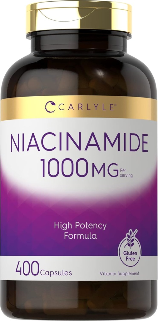 Carlyle Niacinamid 1000 mg 1. 000 mg 1. 4; 400 kapsler 1. 4; high potency formel 1. 4; non- GMO, Gluten Free Supplement