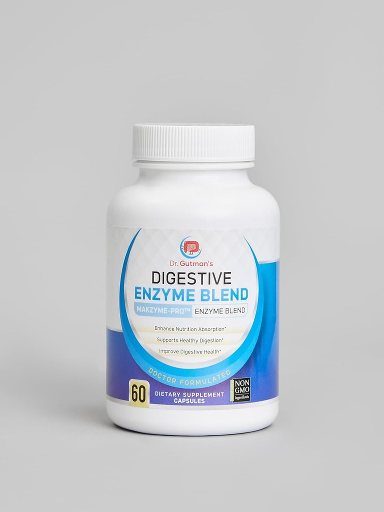 Dr. Gutmans fordøjelsesmiddel Enzyme & Probiotisk Synbiotisk, 60 Veggie Caps - All- Natural fordøjelsesmedicin støtte med Bromelain, Papain, Lipase, Lactase & Galactosidase, for Forbedret ernæring Absorption