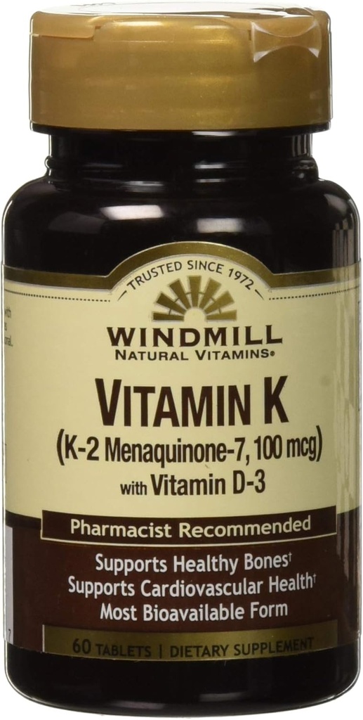 Vitamin K2 (MK7) med vitamin D3 60 tabletter