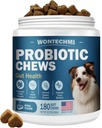 Probiotika til hunde, Forbedre Itchy Skin Itchy Øre, Gut Sundhed, Gær Balance, Allergier, Immunitet, Hundeprobiotika og fordøjelsesenzymer med Prebiotika, Reducere Diarré (180 tygger, steak)