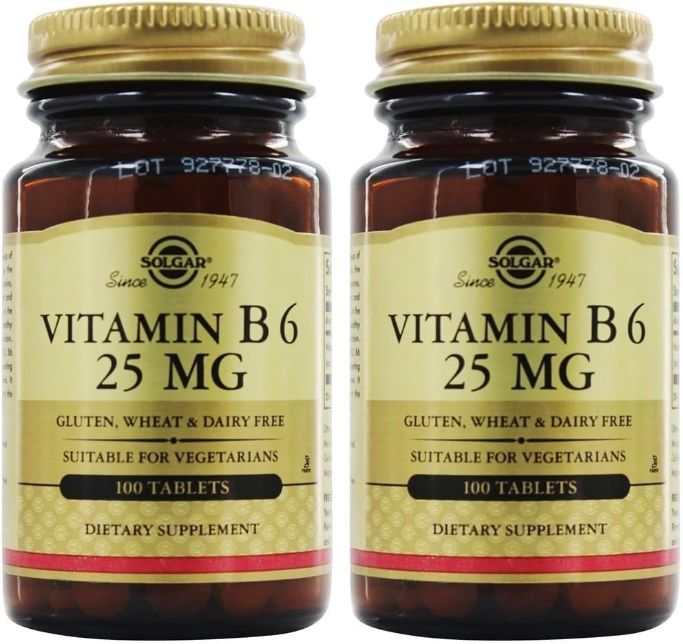 SOLGAR vitamin B6 25 Mg, 100 tabletter, 100 greve (pakke med 24)