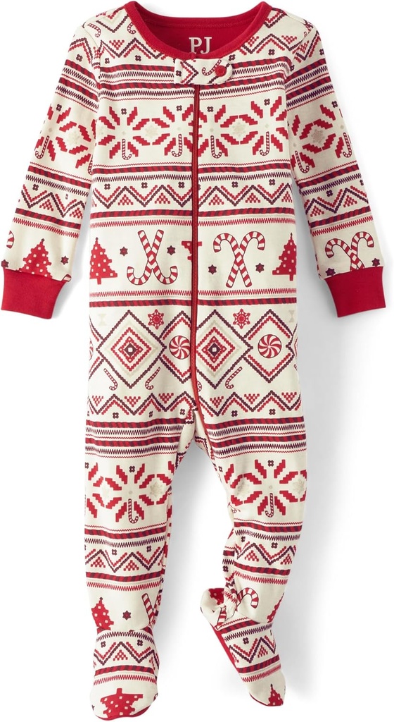 The Children 's Place Baby Group 1- Familie Matching, Christmas Pajama sæt, Cotton, Fairsile- Red